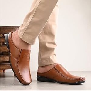 New Ecco Leather Loafers Slip On Slides Dress Shoes Brown Size 39 Size 5.5-6